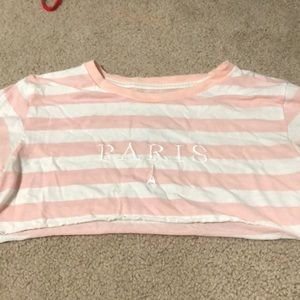 PAR🗼S striped cropped tee